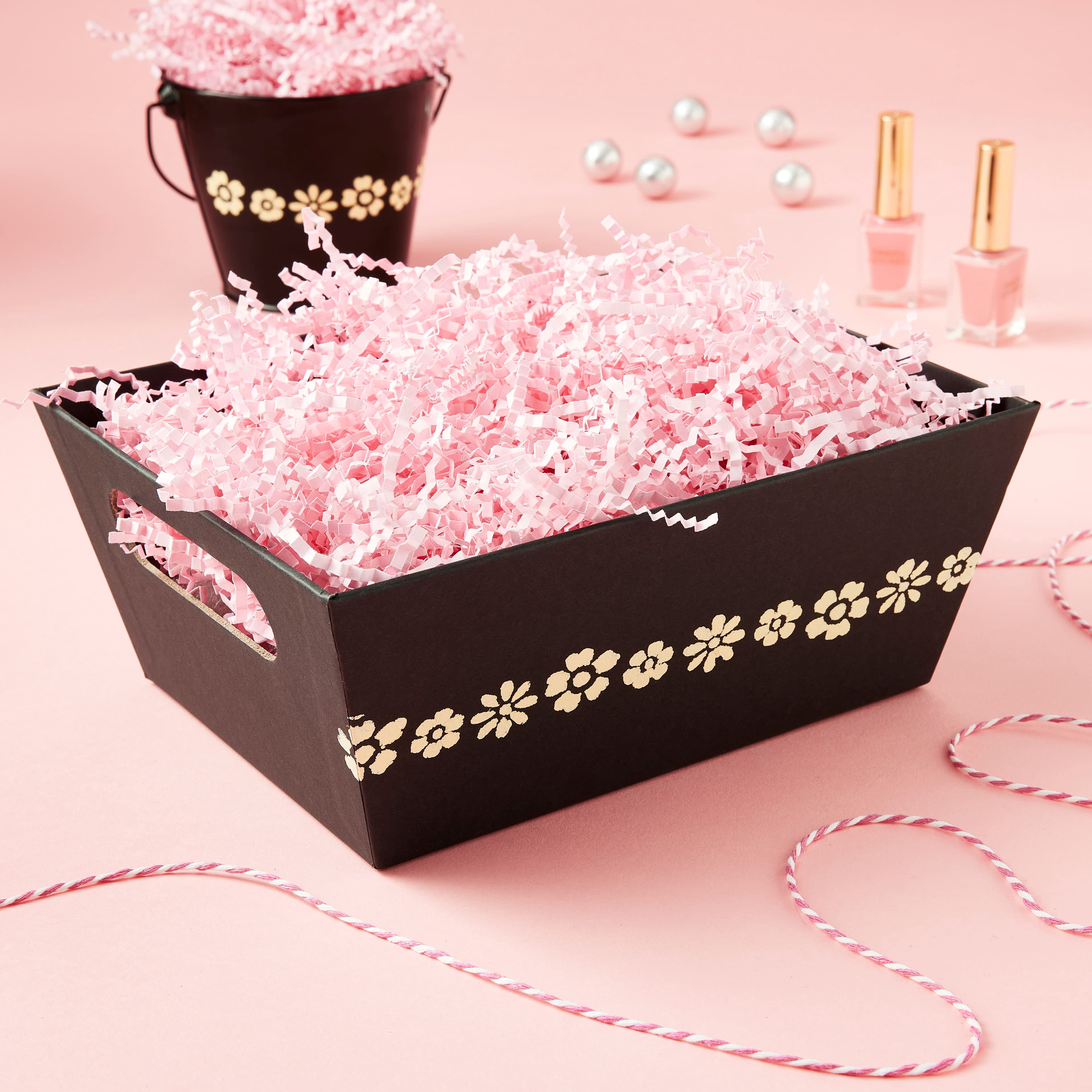 Celebrate It Black Gift Basket with Handles - Paper Gift Basket for Weddings, Parties, Birthdays - Bulk 12 Pack