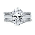 thumbnail image 2 of BERRICLE Sterling Silver Solitaire Wishbone Engagement Rings Statement Stackable Band for Women, 3 Carat Oval Cut Cubic Zirconia CZ Ring Set Size 6.5, 2 of 18