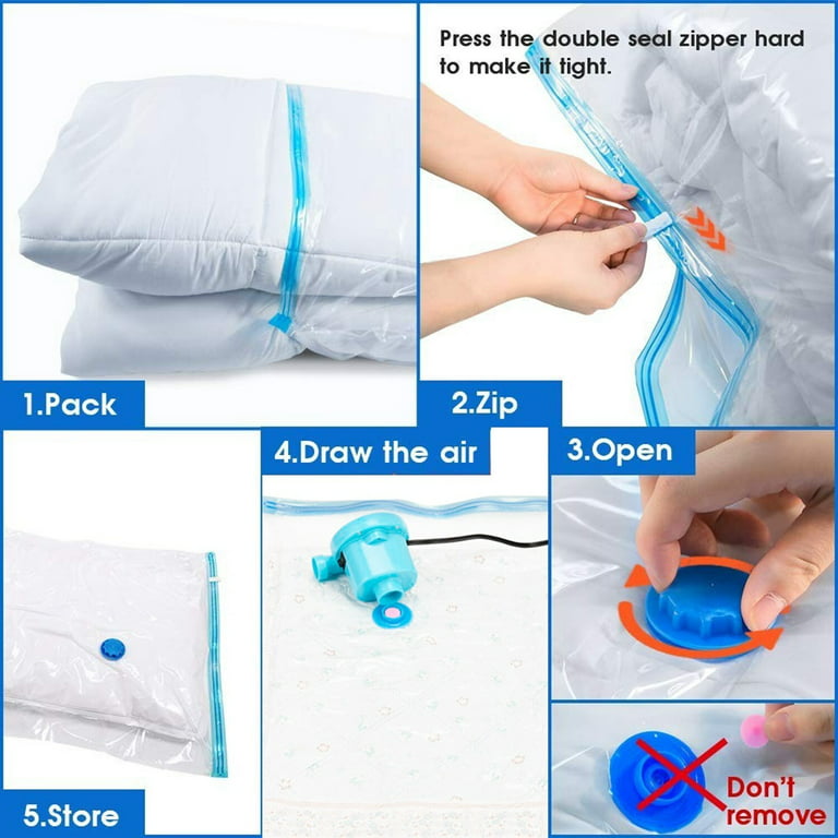 10pcs Vacuum Storage Bags,Travel Storage Compression Bags with Electric Air  Pump for Closet Organize and Packaging 