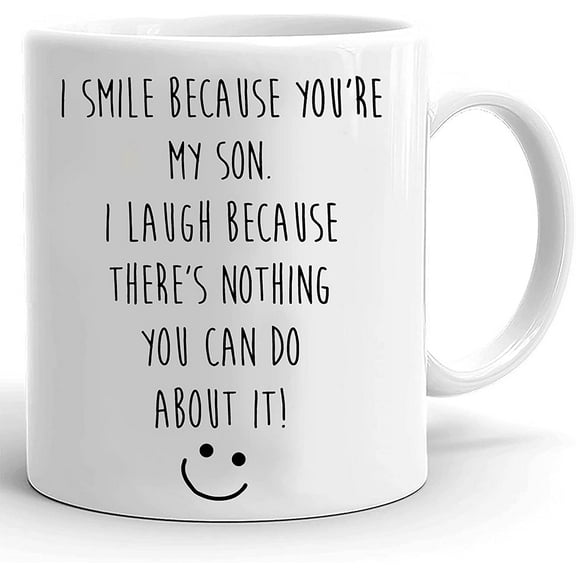 I Smile Because You're My Son Mug, Gifts For Son, Family Mugs For Son From Dad And Mom, Christmas Gifts For Him, Son Mug Xmas Tree Mug Christmas Gift Idea First Christmas Coffee Mug