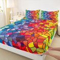 thumbnail image 3 of Manfei Cartoon Rainbow Fitted Sheet Full, Tribal Abstract Bed Set, Blue Red, 3 Pieces, 1 Fitted Sheet and 2 Pillowcases, 3 of 6