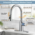 thumbnail image 5 of Wowow Stainless Steel 3-Functions Single-Handle Pull Down Sprayer Kitchen Faucet with Deck Plate in Polished Chrome, 5 of 5