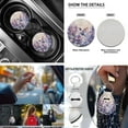 thumbnail image 5 of Jeiento Hummingbird Car Seat Cover Set Daisy Steering Wheel Cover Seat Belt Covers Center Console Pad Coasters Lipstick Sleeve Pouch Key Ring, 13 pcs Set, Purple, 5 of 8