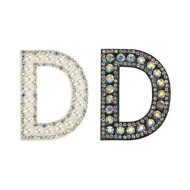 Parche Termoadhesivo Decorativo Letra D Negro Blanco Paquete de 2