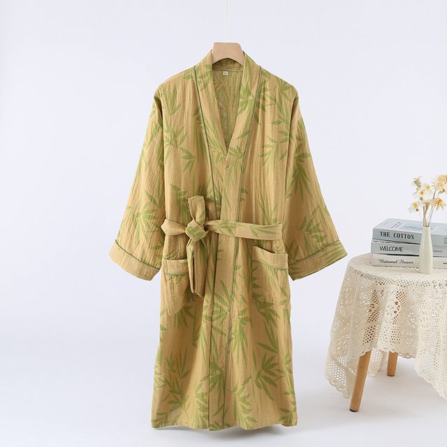 UNISEX Robe 100% Cotton 2025 New women's Robe Loose Jacquard night-robe Pajamas Women/Men Robe V-Neck Pajamas Bathrob