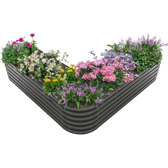 ANLEOLIFE Heart-Shaped Galvanized Raised Garden Beds Outdoor,81x81x18in Large Metal Planter Box for Planting Vegetables Flowers Herb, Anti-Rust & Easy-Setup, Grey