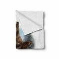 thumbnail image 2 of Bear Soft Flannel Fleece Blanket, Angry Mammal Carnivore Attacking Wilderness Forest Realistic Illustration, Cozy Plush for Indoor and Outdoor Use, 60" x 80", Brown Green Pale Blue, by Ambesonne, 2 of 6