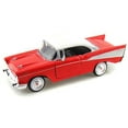 thumbnail image 2 of 1957 Chevrolet Bel Air Red with White Top 1/24 Diecast Model Car by Motormax, 2 of 3