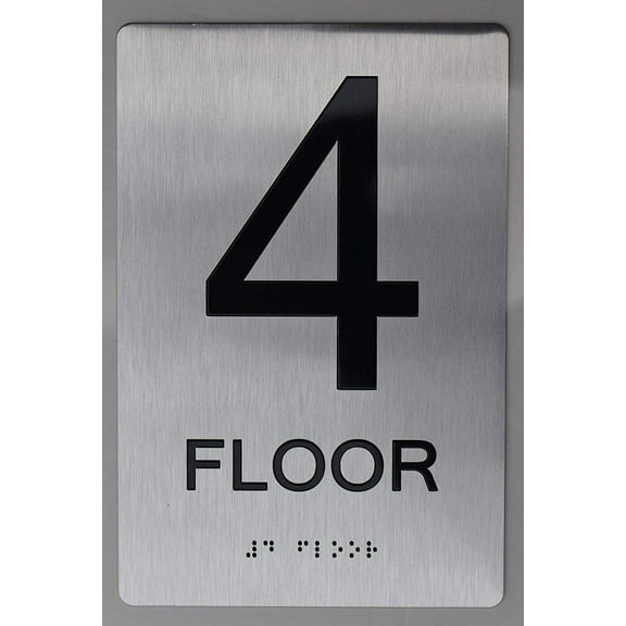 4th Floor SIGN -(Aluminium, Brush Silver,size 6x9) The sensation line