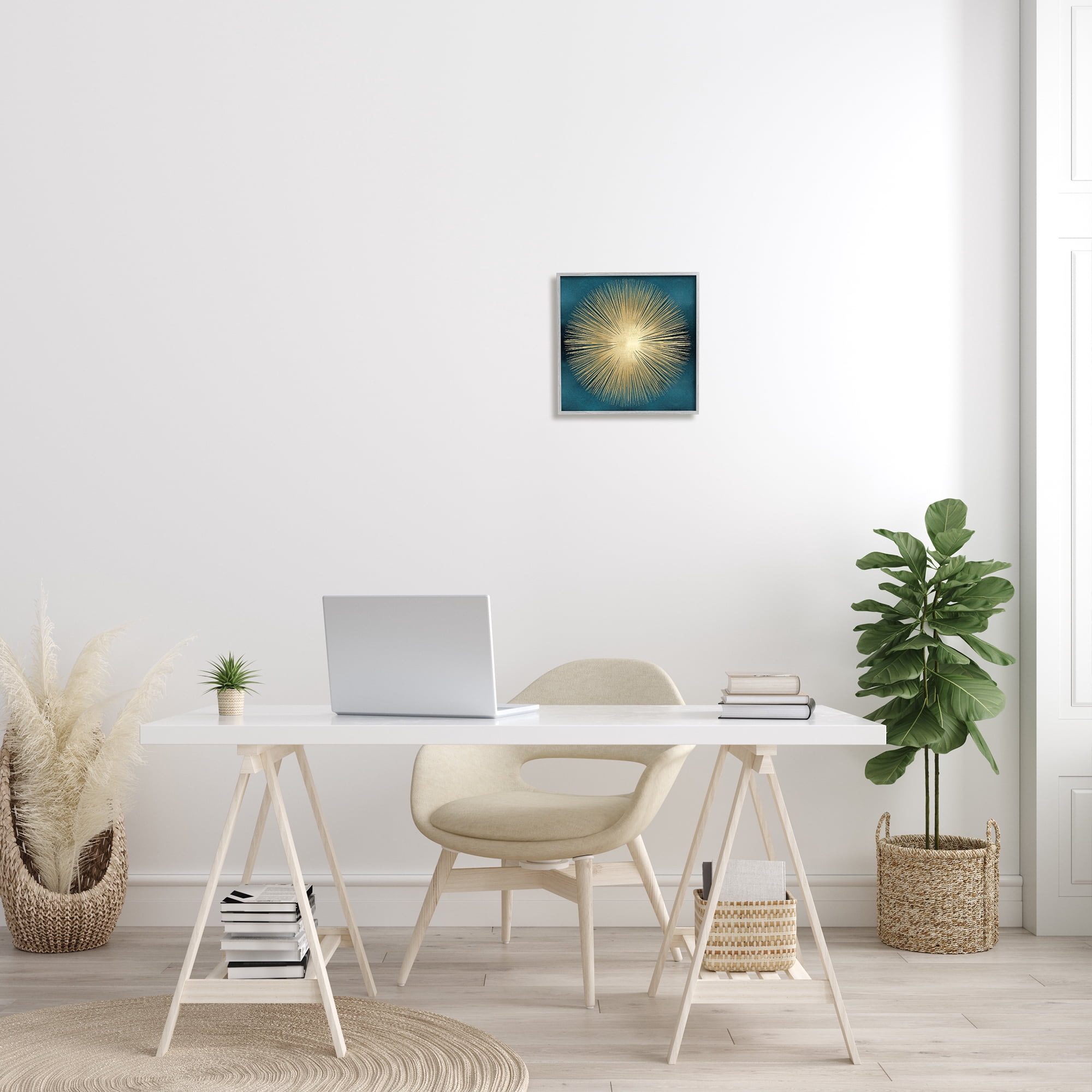 Stupell Industries Abstract Deco Sunburst Shape Over Dark Blue, 12 x 12, Designed by Abby Young