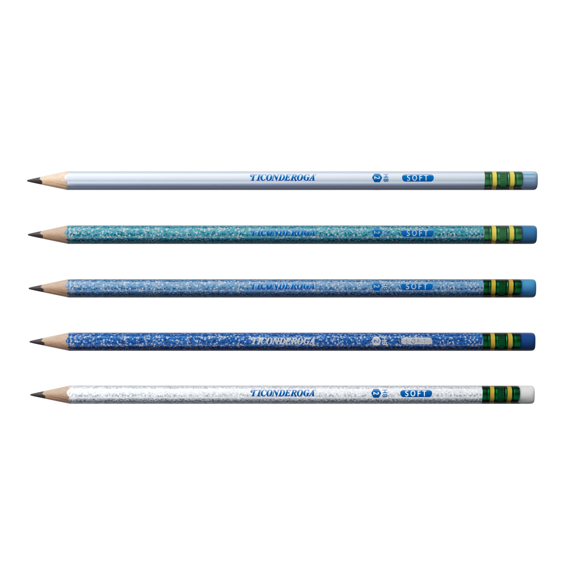 Ticonderoga Wood Pencils, Presharpened, #2 HB .3 mm Lead, Arctic Blues, 12 Count