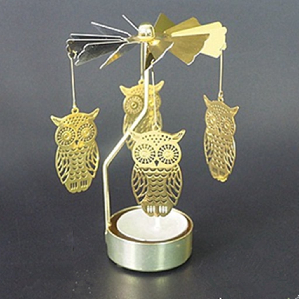 MRULIC Candles Holders Hot Spinning Rotary Metal Carousel Tea Light Candle Holder Stand Light