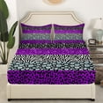 thumbnail image 2 of Leopard Print Fitted Sheet Full Size,Rustic Cheetah Zebra Skin Texture Patchwork Bedding Set For Girls Women Glitter Sequins Romantic Bed Sheets,Purple Chic Bed Set,2 Pillowcases （No Top Sheet）, 2 of 5