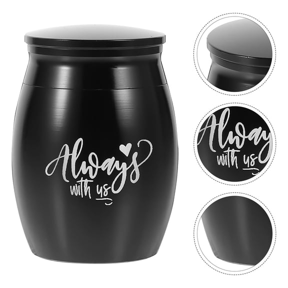 FUEENIRVA Stainless Steel Pet Memorial Urn for Dog Ashes, Black Finish, Keepsake, 1 Set