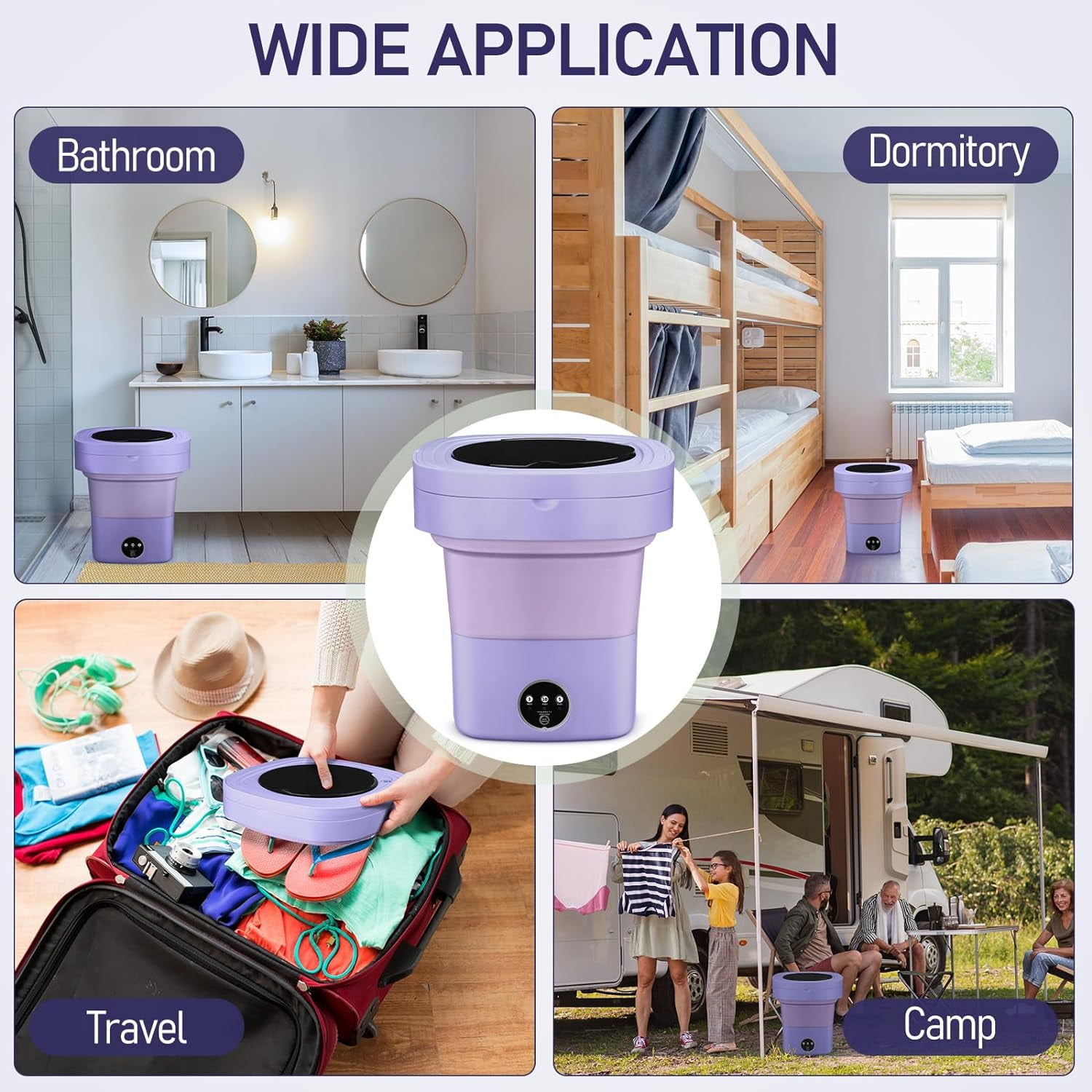 Portable Washing Machine, 8L Foldable Mini Washer with 3 Modes - Ideal for Underwear, Baby Clothes, Socks - Perfect for RVs, Apartments, Dorms & Travel, Lightweight & Space-Saving Design