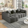 thumbnail image 3 of "101.2" Gray Sectional Couch, Modular Boneless Sofa with Deep Seating & Side Pockets – Customizable Living Room Furniture, 3 of 8