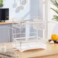 thumbnail image 1 of Double-Layer Dish Rack Drainer Stainless Steel Multifunctional Drain Basket Desktop Tableware Fruit and Vegetable Drain Rack with Drip Tray Kitchen Rack,White, 1 of 6