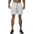 thumbnail image 2 of Hanerdun Men 2-in-1 Running Sport Shorts with Pocket Quick Dry Workout Short Light Gray, 2 of 5