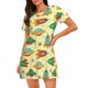 thumbnail image 1 of Balery Colorful Outer Space Camisón de manga corta con cuello redondo para mujer, cómodo y elegante., 1 of 6