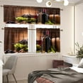 thumbnail image 4 of Red Wine Kitchen Curtains Valances and Tiers Set of 3 Grapes Glasses Wooden Window Curtains Modern Rod Pocket Short Tier Curtain Valance Sets for Home Cafe Window Decor 52x36in, 4 of 6