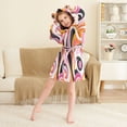 thumbnail image 3 of FORMRS Niños Bathrobe Unisex Hooded Robe Soft Plush Pajamas Sleepwear, Size 7-9T, Swirling Circles, 3 of 7