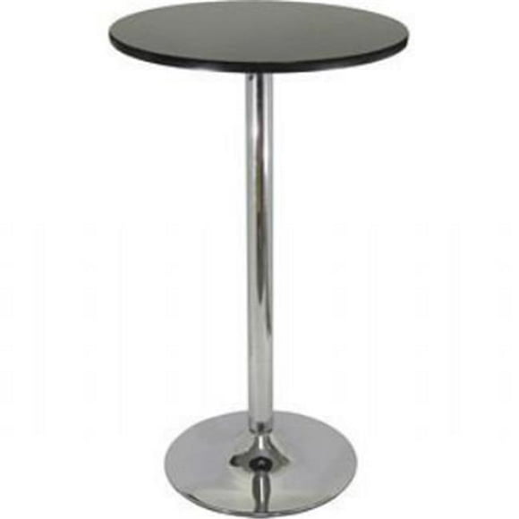 Pub Table - Black with Chrome MDF Top Iron Base Black Top Metal Leg