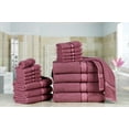 thumbnail image 3 of Ample Decor 100% Cotton 18 Pcs Bathroom Towel Set, Luxury Bath Towels for Bathroom - 4 Bath Towels, 4 Hand Towels, 10 Washcloths - Grape Purple, 3 of 7