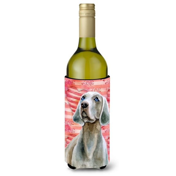 Carolines Treasures BB9761LITERK Weimaraner Love Wine Bottle Beverge Insulator Hugger  Wine Bottle multicolor