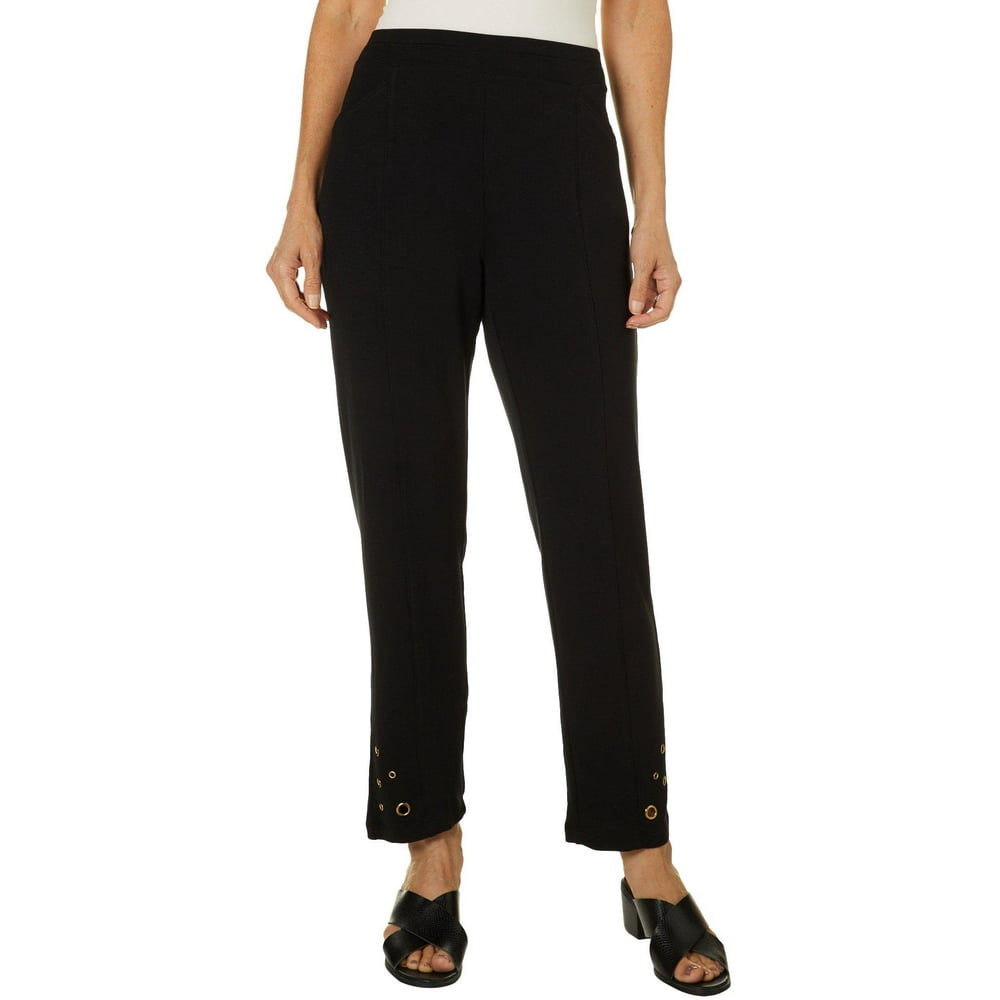 Onque Onque Casual Womens Solid Grommet Embellished Hem Pants XLarge