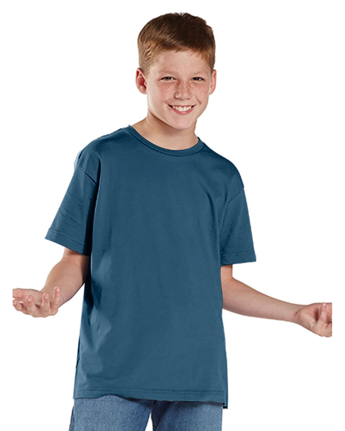 Aquaguard 100% Cotton Boys t-Shirts Crew Neck Short Sleeve Kids Toddler Tee - Large - Indigo