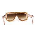 thumbnail image 2 of Large Rhinestone Show Sign Racer Shield Oversize Sunglasses Peach Brown, 2 of 4