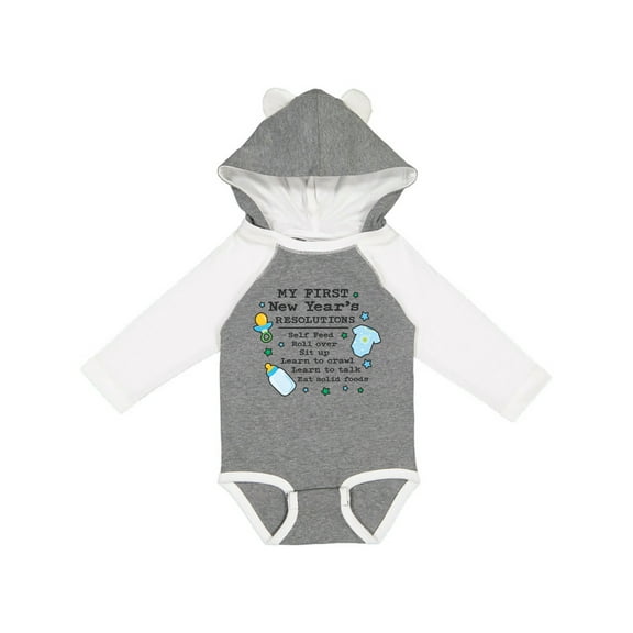 Inktastic My First New Years Resolutions with Baby Clip Art and Stars Boys Long Sleeve Baby Bodysuit