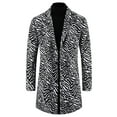 thumbnail image 5 of INSPIRE CHIC Animal Printed Trench Coat for Men's Notched Lapel Classic Vintage Winter Overcoats XL Black White, 5 of 6