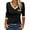 Black, variant on Long Sleeve Women's V-neck Slim T-shirt Color Block Casual Tops