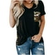thumbnail image 2 of Pntutb moda mujer manga corta cuello redondo impreso Pachwork bolsillos tops blusa Pntutb Pntutb-8867, 2 of 5