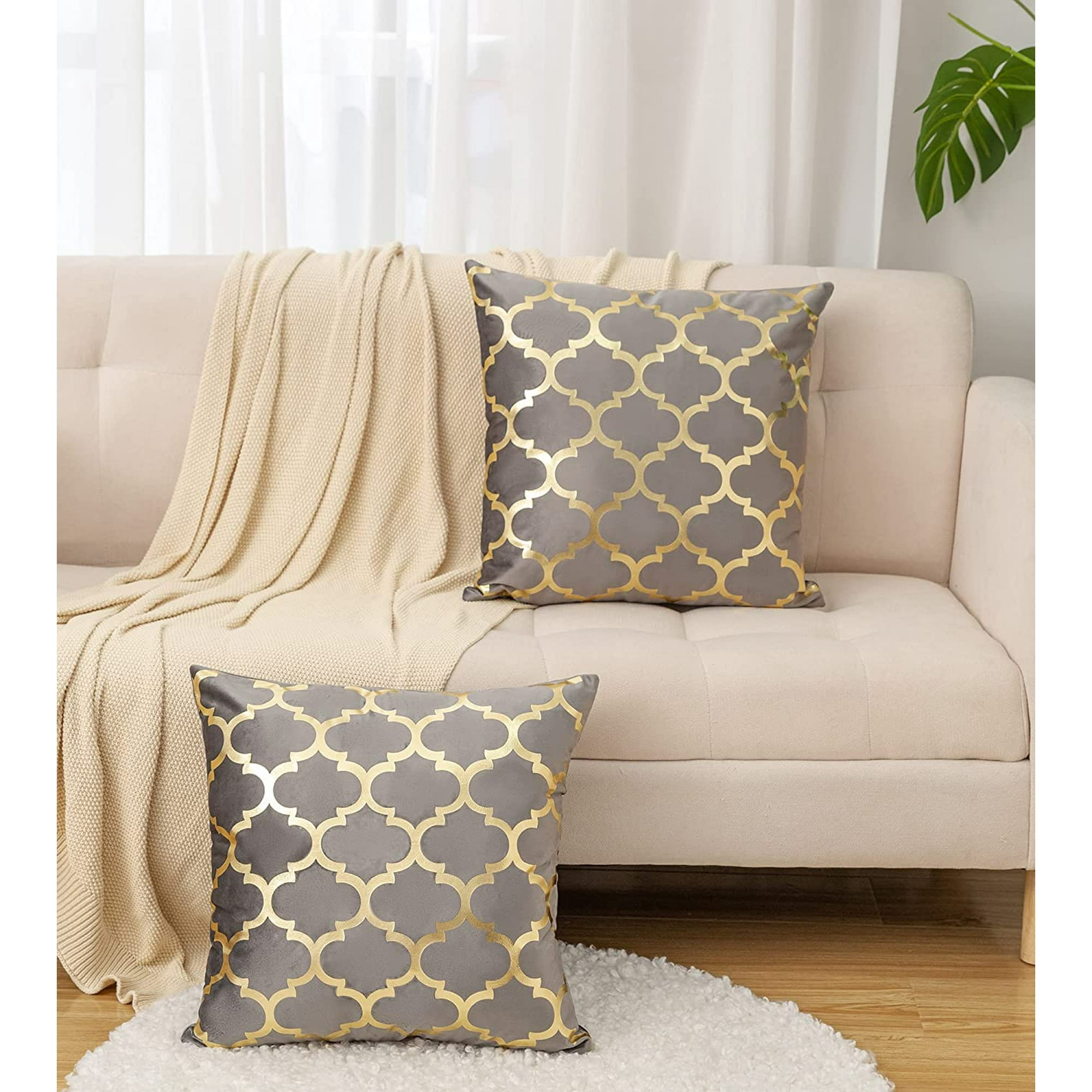 Yellow and grey decorative pillows sale
