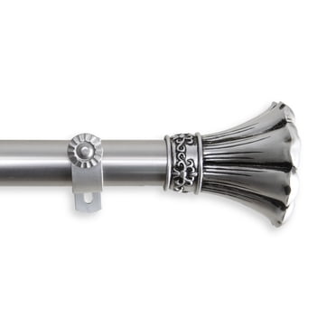 Contemporary Home Living 89.5" Satin Nickel Fuga Contemporary Single Window Curtain Rod