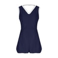 thumbnail image 5 of Women's Summer Sleeveless Short Romper Color Blocking V-Neck Jumpsuit, Casual Sporty Loungewear Beach Outfit, 5 of 7