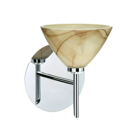 1SW-174383-LED-CR Besa Lighting Domi-One Light Mini Wall Sconce-5 Inches Wide by 6.25 Inches High-Chrome Finish-Mocha Glass Color-LED Lamping Type