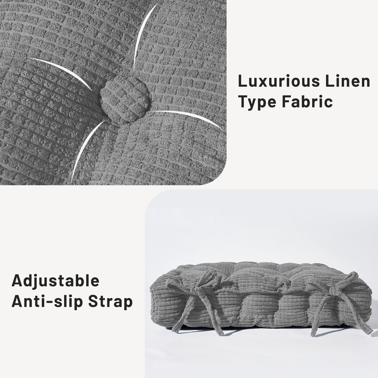 Sanmadrola Floor Pillow Cushion for Adults Set of 2, Chair Cushions Outdoor Indoor with String Chair Room Tatami Sofa,Gray