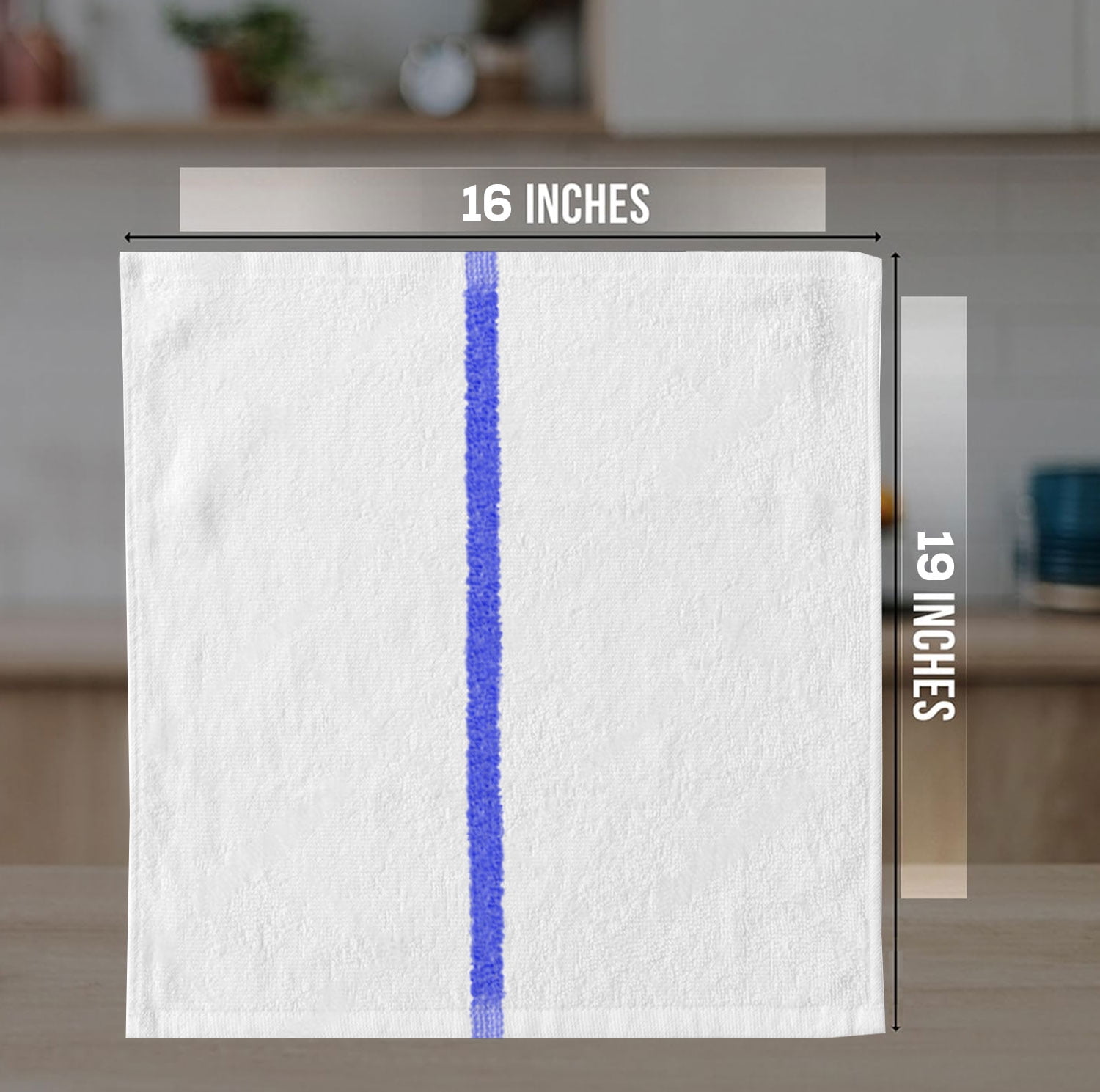 GOLD TEXTILES 120 PC New Cotton Blend Restaurant Bar Mops Kitchen Towels 28oz 10 Dozen 120 Blue Stripe