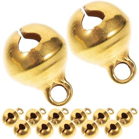 Hemoton 100pcs Mini Bell For Dog Collar Training Pet Pendant Accessories Shiny Round Bell Charms Gold Bell Charms Christmas Bells Jewelry Supplies