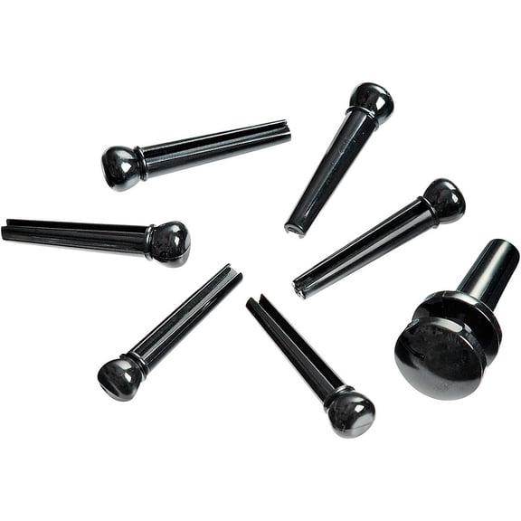 Planet Waves Injected Molded Bridge Pins with End Pin, Set of 7, Black