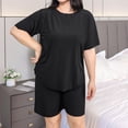 thumbnail image 2 of Aezemi Women Plus Size Sleep Set 2 Piece Fashion Short Sleeve Tops Shorts Summer Spring Home Comfy Casual Pajama Sets for Women 3XL, 2 of 8