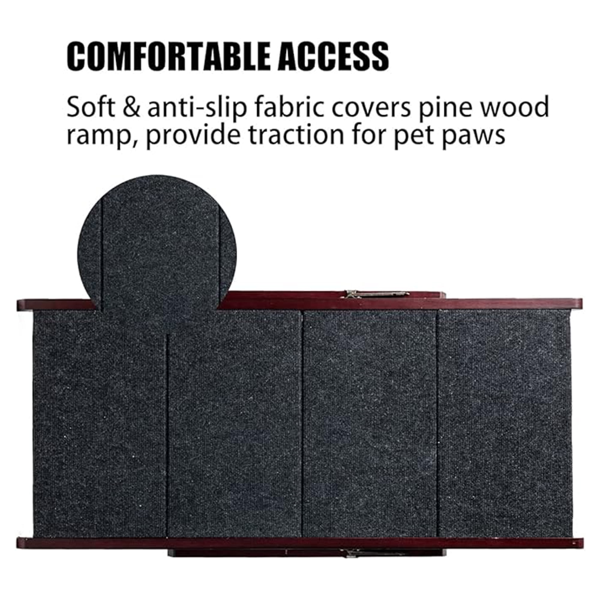 Pefilos Wood Pet Steps, Foldable 4 Steps Dog Stairs and Ramp Perfect for Beds and Cars, Portable Dog/Cat Ladder Up to 110 Pounds, Brown