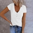 thumbnail image 2 of B91xZ Tops Hauts pour Femmes Col Rond à Manches Courtes T-Shirts, Blanc M, 2 of 5