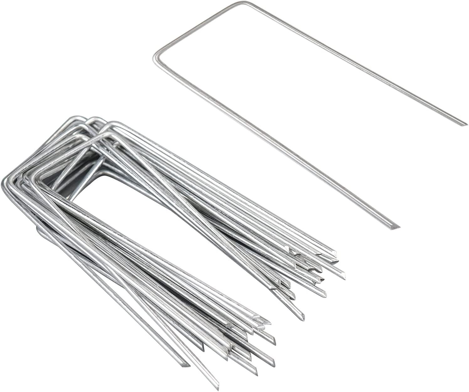 10Pack Galvanized 6 Inch Garden Stakes, Landscape Staples, UType Turf