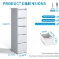 thumbnail image 3 of Metal File Cabinet 5 Drawers, Vertical Filing Cabinet for Home Office, File Cabinets with Lock for Legal/Letter Size Hanging File Folders, (White), 3 of 6