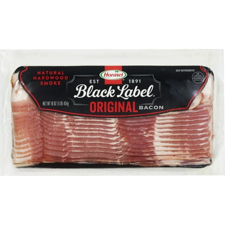 HORMEL BLACK LABEL Original Pork Bacon, Gluten Free, 16 oz Plastic Package
