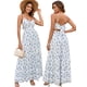 thumbnail image 1 of Vestido largo HTZMO para mujer, estampado floral, cuello en V, azul M, 1 of 7